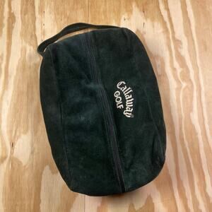 Vintage Callaway Golf Suede Shoe Bag – Green – Fur Lined